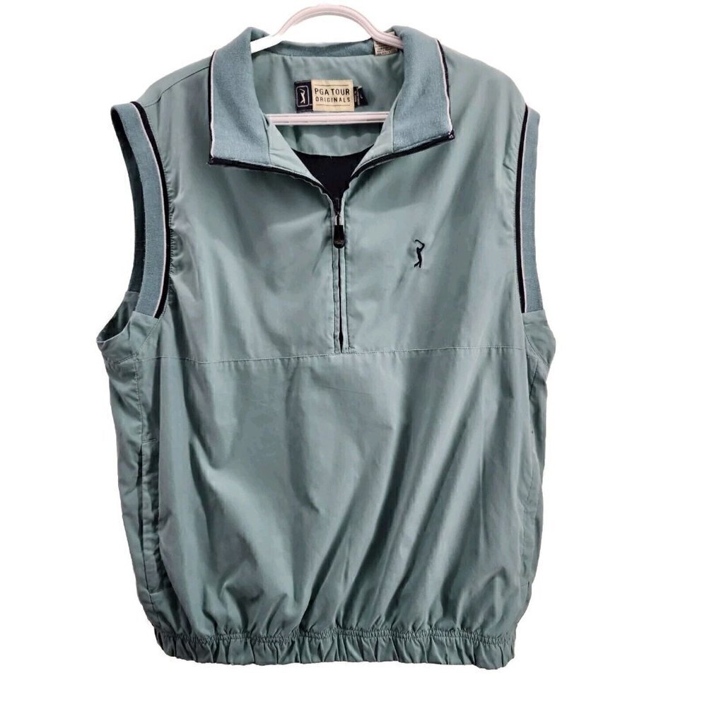 PGA Tour Originals Vest 1/4 Zip Teal Blue Large